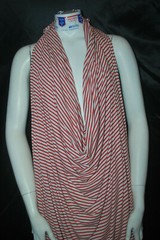 Linen Cotton Rayon Knit Jersey fabric1/8″ Red 3/16″ Natural Oatmeal Stripes
