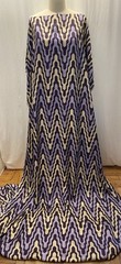 100% Silk Twill Geometric Chevron Purple Lavender Cream Fabric by the Yard 45″ W