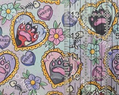 100% Cotton Woven Novelty Fabric Cat Toe Beans By The 1/4 Yard 9×56