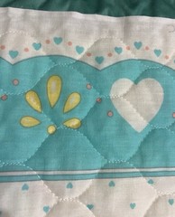 Vintage Baby Quilt panel Jumping Lambs Pastels Hearts Yellow Blue Pink Quilted