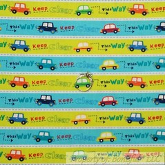 BonEful Fabric FQ Cotton Quilt Boy Car Truck Vehicle Stripe Green Blue Red Sale