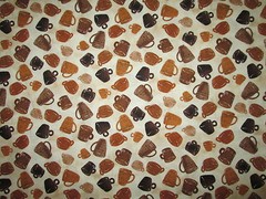 COFFEE CUPS DRINKS CUP INSPIRE VARIETY TAN BROWN CREAM COTTON FABRIC FQ