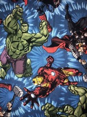 Avengers, Hulk Iron Man Capt & Thor Cotton Fabric 1/2 Yard (18 By 44”) New
