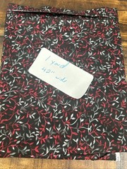 Madrona For ClothWorks Black With Red Gray Foliage Fabric 1yd 42”