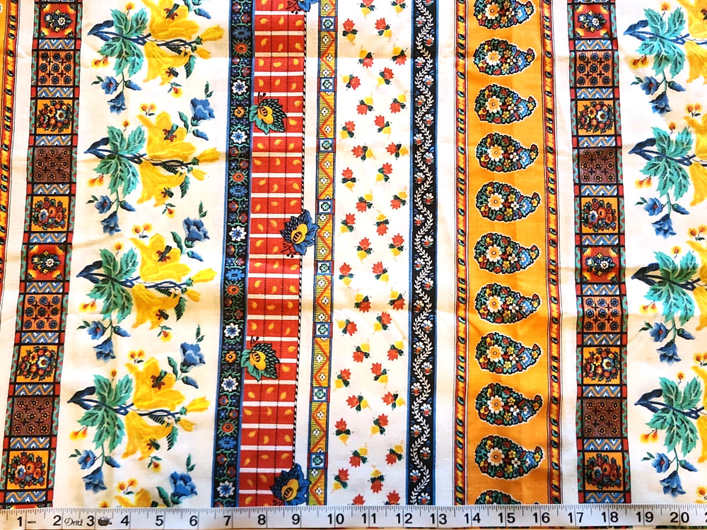 vintage 100% cotton fabric colorful bohemian 45″ w x 1-1/4 yards L