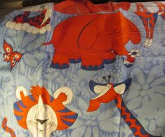 2 yards” x 40″ wide Fabric Quilt Red Elephant Lion Giraffe Tiger 2 pc Cranston