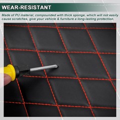 Quilted Leather Fabric w/ Foam Waterproof Car Headliner Upholstery Black Red