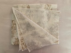 2 3/4 YARDS 42″ WIDE TOILE DESIGN CREAM AND TAN COTTON FABRIC BY CLASSIC COTTONS