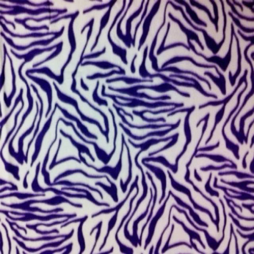 Purple and White Zebra Stripes Print Fleece Fabric – 60″ Wide – Sold by The Yard