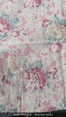VTG SHABBY FADED PINK ROSE FLORAL COTTON FABRIC 35×171 45Y G2U