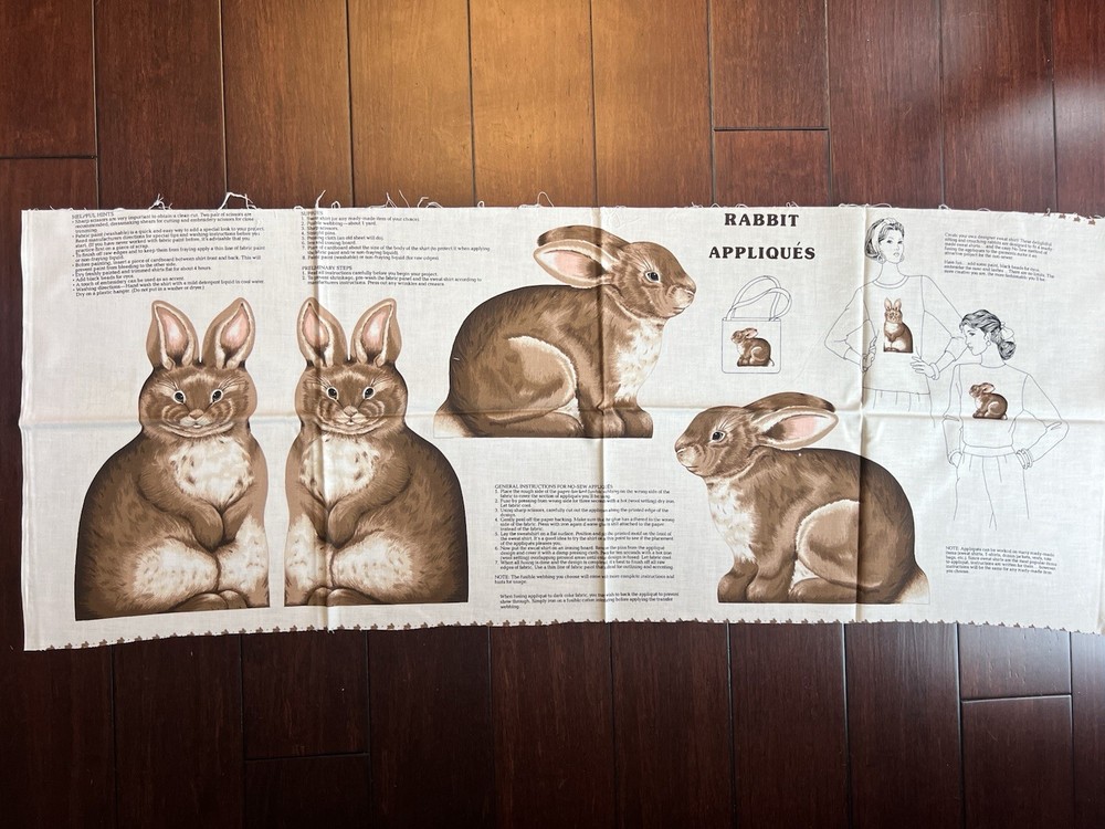 Vintage Brown Rabbit Bunny Appliqué Cut And Sew 12” And 9”