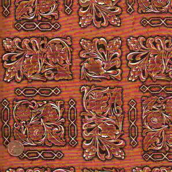 Aint No Bull tan tooled leather look squares western Riverwoods fabric