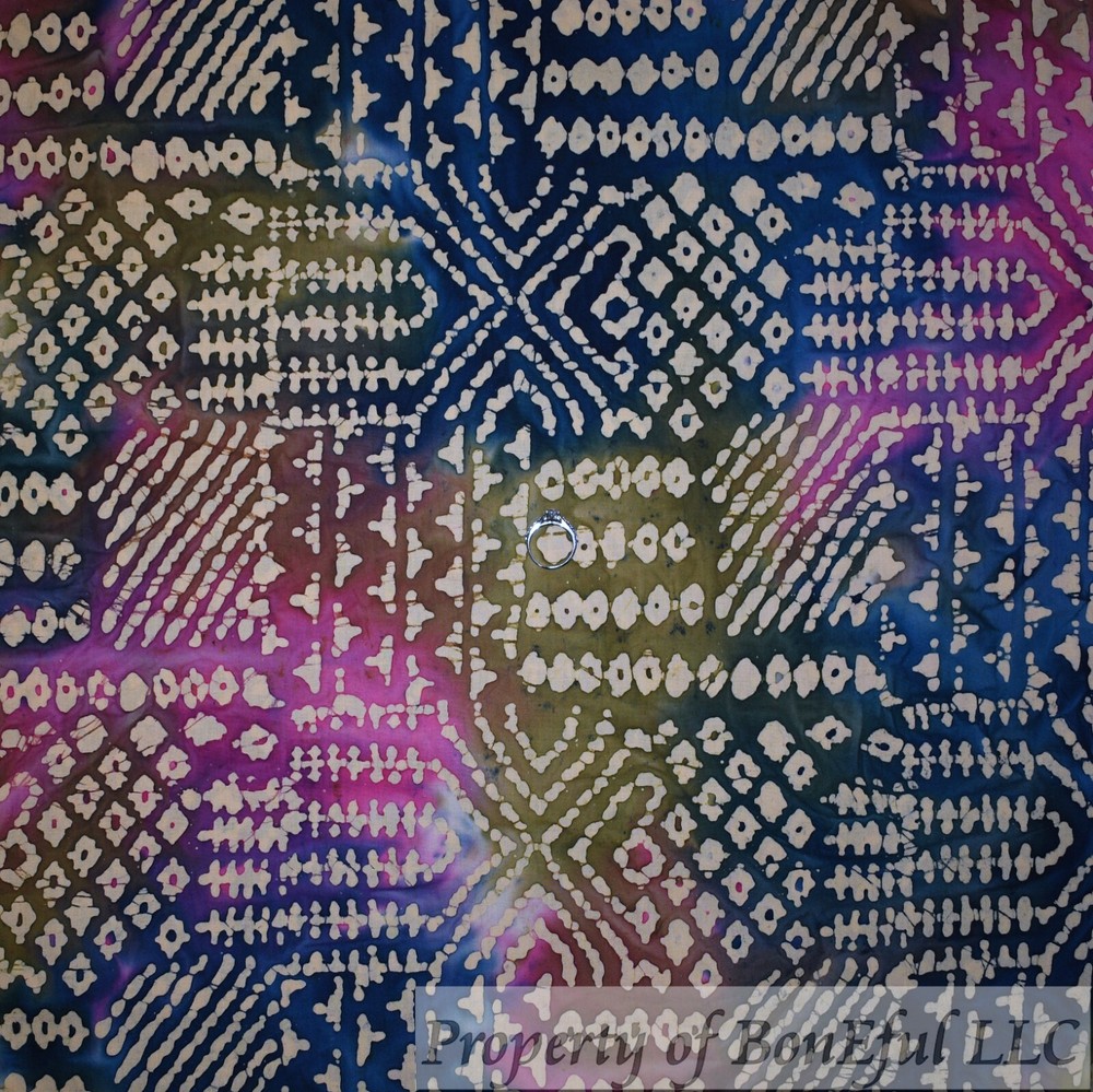 BonEFul FQ Cotton Quilt Rainbow Blue Green African Gold Batik Texture Blender UK