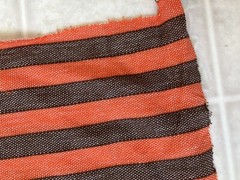 Vintage Unbranded Woven Nubby Wide Stripe Fabric orange Brown Stripe 1 yard plus