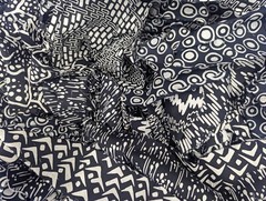 Lunn Fabric Scraps 1 Pound ~4 Yards Black & White Batiks Cotton Grab Bag Scrap