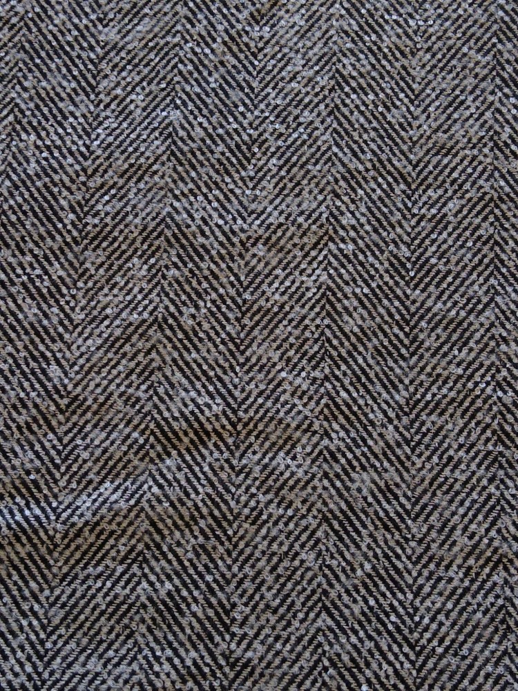 wool blend fabric 5+ yards LARGE HERRINGBONE TWEED black white 60 wide material