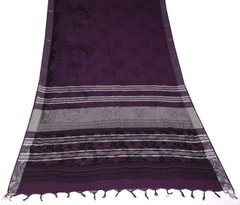 Sushila Vintage Wine Scrap Saree Pure Linen Printed & Woven Remnant Sari Fabric