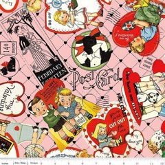 TAKE HEART Valentine Toss Pink Digital Quilt Fabric Riley Blake sold by 1/2 yd