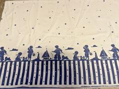 Children, Sailboats & Sand Castles Cotton Fabric with Border 72 X 45 Inches New