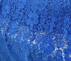 LACE EMBROIDERED FLORAL FABRIC WITH BEAD SPARKLE ROYAL BLUE 60″ WIDE BY THE YARD