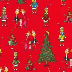 20″L x 45″W Holiday Seuss How The Grinch Stole Christmas Red Cotton Fabric