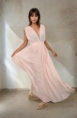 Light Pink Textured Linen Cotton Blended Fabric By 2 Meters.
