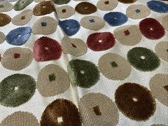Designer Fabric Remnant Circles Raised Design 20” X 39.5”