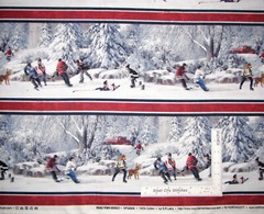 Sport Winter Hockey Fabric Ice Skating Snow Stripe Cotton Northcott By The Yard