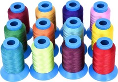 Mandala Crafts Bonded Nylon Thread 12 T90 #92 280D/3, 12 Vibrant Colors