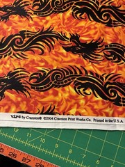 Dragon and Flames Cotton Fabric 45 X46 Wide by Cranston Print Works New