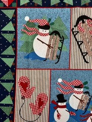 Springs Industries Fabric Panel The Old Country Store Snowmen Mittens Winter