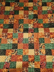 Lot Of 5 Pieces Of Mixed Patterns Fall Themed Cotton Fabric & 70 X 6.5″ Squares