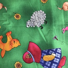 Vtg Sunbonnet Sue Suzie Q on Farm Fabri-Quilt by the yard Cotton Fabric 44″ w