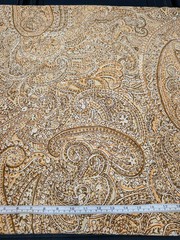 Brown Paisley Sewing Fabric Silky Synthetic Print 5 Yards Fashion Apparel Lining