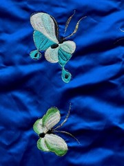 180cm X 150cm Pretty Butterfly embroidered Silk Fabric