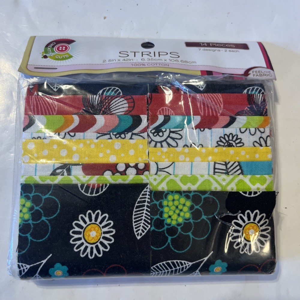 Fabric Editions Notebook Floral Fabric Strips 14 Pc 2.5” x 42” Cotton Quilting
