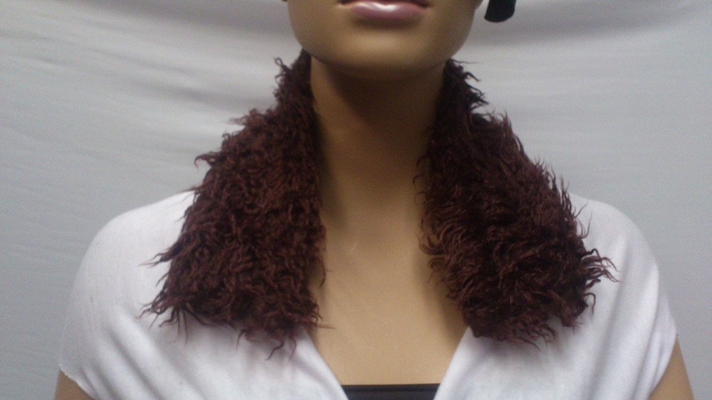 FASHION FAUX FUR COLLAR : PRE CUT AND FULLY LINED : SHORT – BURGUNDY : #T547 –
