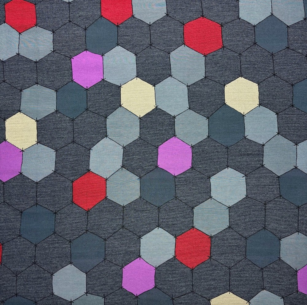 KNOLL TEXTILES TWIST TIE CAVIAR GRAY GEOMETRIC WOOL FURNITURE FABRIC BTY 53″W