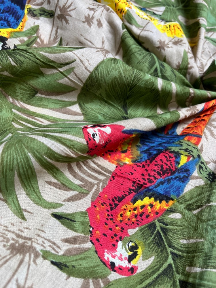 Indian Cotton Multi Parrot Dressmaking, Sewing Running Cotton Fabric 7 Yards AU