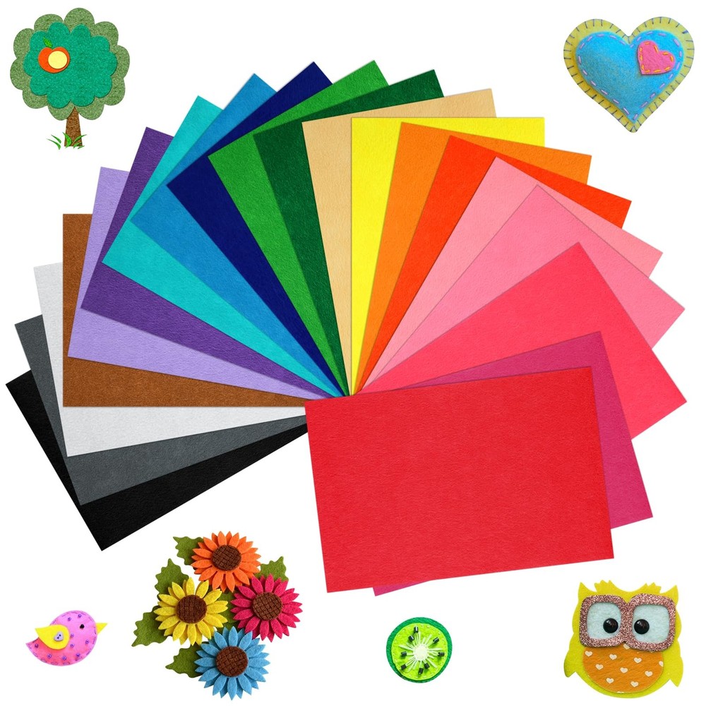 20 Pcs 8×12 Inch Assorted Color Felt Fabric Sheets for DIY Crafts Sewing