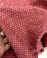 3.5Yd 44WX124L Vtg VIP CRANSTON Burgundy Pink Mauve PIN DOT FLOWER Quilt Fabric