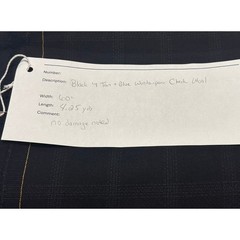 Wool Windowpane Suiting Fabric Black Tan Blue 60″ Wide x 4.25 Yards
