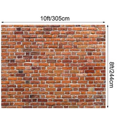 VitalCozy 10x8ft Christmas Red Brick Wall Backdrop for Photoshoot Polyester F…