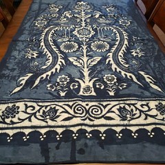 Peacock Floral Batik Fabric Chinese Indigo Cotton Y2K from Shanghai Museum 57×35