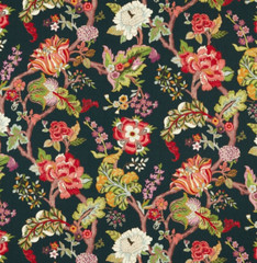 SANDERSON CURTAIN FABRIC “Fusang Tree” 3.5 METRES INK BLACK/MULTI 100% LINEN