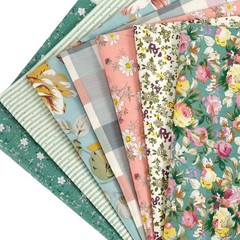 7PCS Cotton Fabric Fat Quarters 18×22 Inches Sewing Quilting Craft Peony Lily