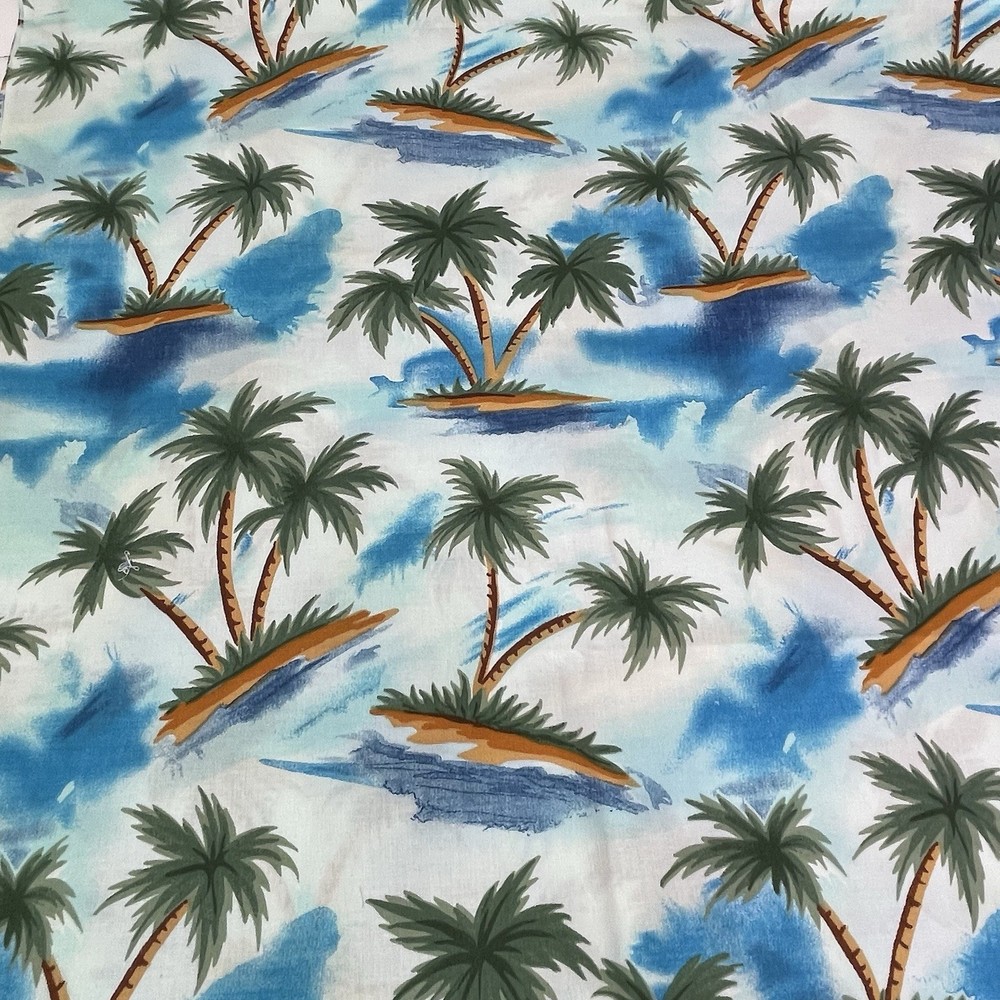 Palm Trees on Island Cotton Fabric Vintage 1 yard 16 inches