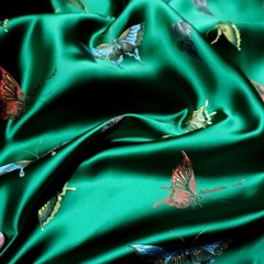 1M Satin Silky Fabric Jasper Cloth Butterfly Pattern Brocade for Cheongsam Dress