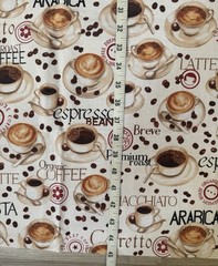 Robert Kaufman Metro Cafe Coffee Print Cotton Fabric 44″ x 1.25 Yds Quilting