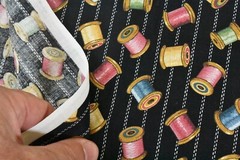 By 1/2 Yd, Vintage, Colorful Wooden Spools on Black, Concord, Kesslers, P7956